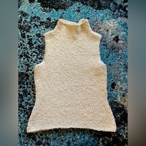 Turtleneck Knit White Sweater Vest